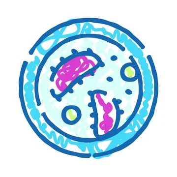 Biological cell structure doodle drawing microscopic science Stock Illustration