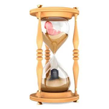 Biological clock and limited time concept with embryo in hourglass and tomb.. Stock Illustration