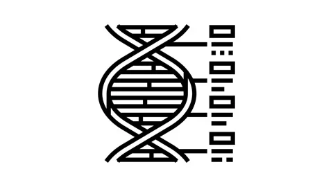 Biological code cryptogenetics line icon animation Stock Footage 326130387