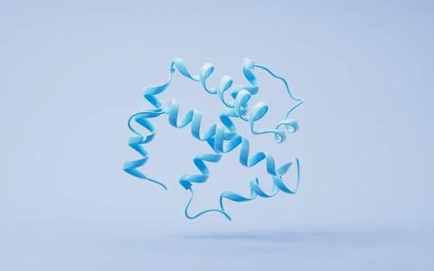 Biological curve protein structure, 3d rendering. 库存插图