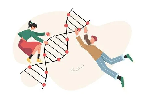 Biological DNA Structure Analysis and Genetic Engineering Illustration Stock Illustration