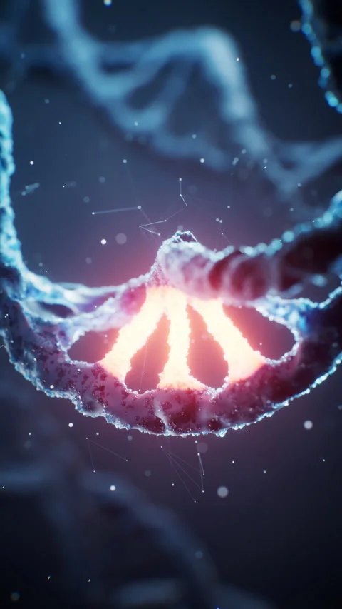 Biological DNA structure with bioengineering concept, 3d rendering. Stock Footage 303270324