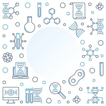 Biological Engineering and Science vector minimal line frame Stockillustratie