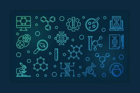 Biological Engineering vector outline colorful concept banner Stockillustratie