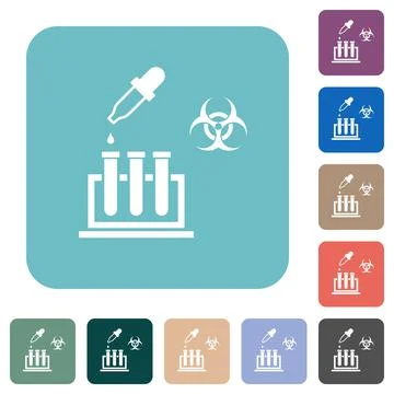 Biological experiment rounded square flat icons Stock Illustration