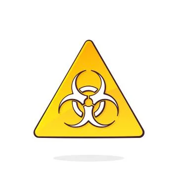 Biological hazard symbol. Yellow triangular warning sign. Stock Illustration