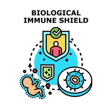 Biological immune shield protecting human organism health concept Stock Illustration