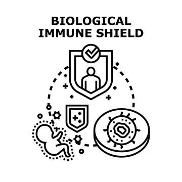 Biological immune shield protecting human organism health concept Stock Illustration