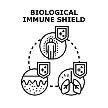 Biological immune shield protecting human body health Stock Illustration