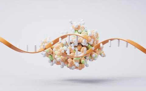Biological organic protein structure, 3d rendering. 库存插图