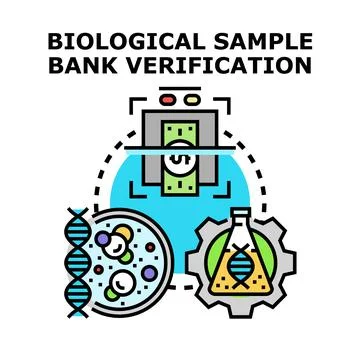 Biological sample bank verification concept illustration Illustrazione stock