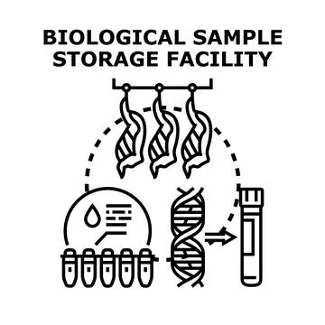 Biological sample storage facility concept with dna and blood Illustrazione stock