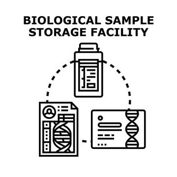 Biological sample storage facility managing genetic data and research Stock Illustration