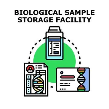 Biological sample storage facility managing genetic data and research Stock Illustration