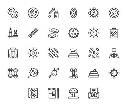 Biological Ultimate Vector Package with 28 128x128 Bold Line PIXEL Perfect .. Stock Illustration