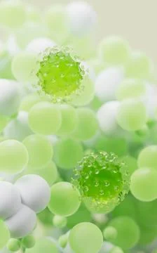 Biological virus and particles background, 3d rendering. Stock Illustration