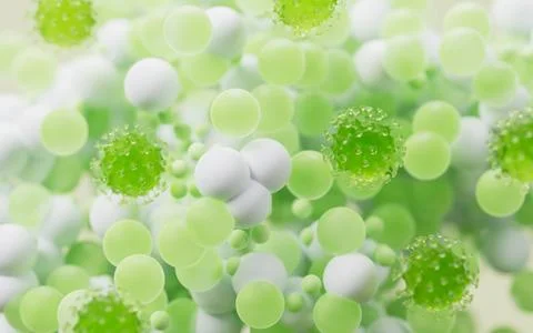 Biological virus and particles background, 3d rendering. Stock Illustration