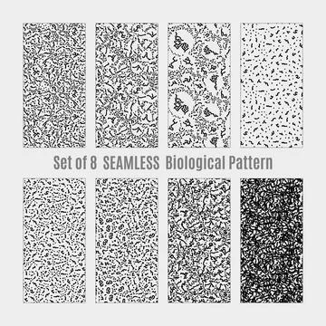 Biological virus seamless vector pattern, microbes endless texture Stock Illustration