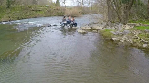 Biologist with students in science testing river water Stock-Footage 48597448