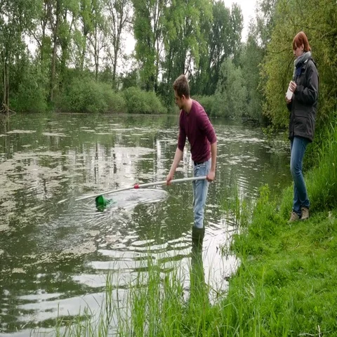 Biologists collecting water samples Stock Footage 69449765