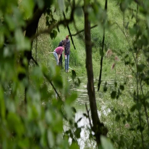 Biologists collecting water samples Stock Footage 69451641
