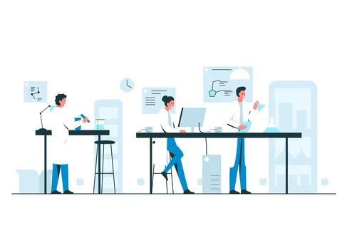 Biologists working in the laboratory Stock Illustration
