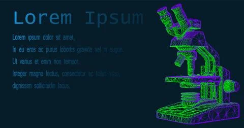 Biology. Futuristic low poly microscope image consisting of glowing lines, tr Stock Illustration