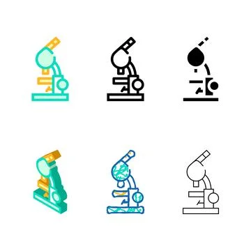 Biology microscope color icon vector simplified color Stock Illustration