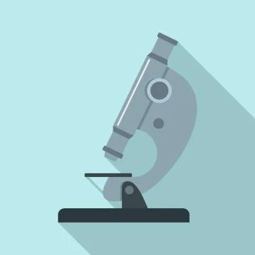 Biology microscope icon, flat style Stock Illustration