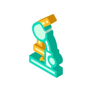 Biology microscope isometric icon vector color illustration Illustrazione stock