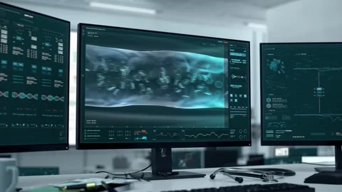 Biology Research Interface Shows Second Blood Type A After Molecular Cell Scan Vídeo Stock 170762816