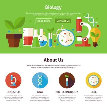 Biology Science Flat Web Design Template Stock Illustration