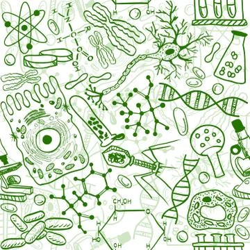 Biology seamless pattern Illustrazione stock