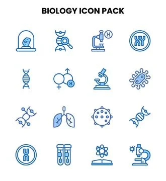 Biology Two Colour Bundle Icons Pack Illustrazione stock