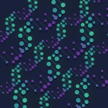 Bioluminescent 3D Genetic Code Concept Stock Illustration
