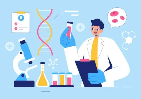 Biomarkers Vector Illustration featuring Biomarker DNA Biology Evidence, Na.. Illustrazione stock