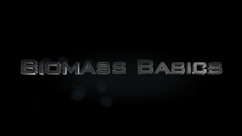 Biomass Basics title metal text on black alpha channel background Stock Footage 296261555