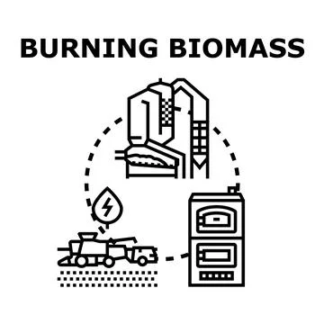Biomass energy production process generating renewable power Stock Illustration