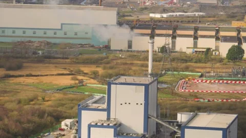 Biomass Power Plant Processing Waste Wood for Renewable Energy Stock Footage 332555107
