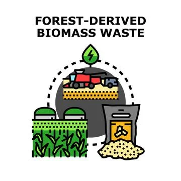Biomass producing process transforming agricultural waste to energy Stock Illustration
