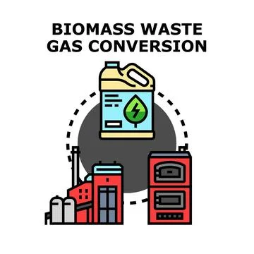 Biomass waste gas conversion process producing eco fuel Stock Illustration