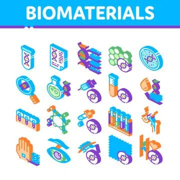 Biomaterials Isometric Icons Set Vector Stock Illustration