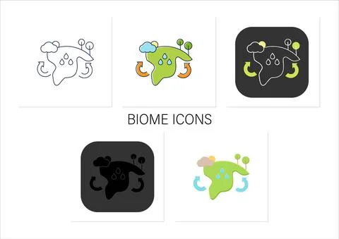 Biome icons set Stock Illustration