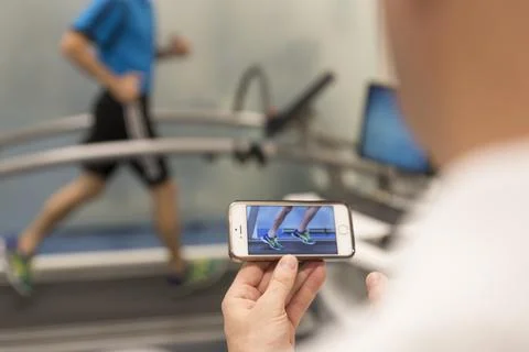 Biomechanical stride analysis, on treadmill Stock Photos