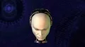 Biomechanoid Head 3D animation raise head and open eyes intro HD Footage