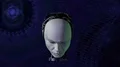 Biomechanoid Head 3D animation raise head and open eyes intro HD Footage