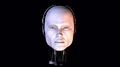 Biomechanoid Head 3D black screen animation turn head and open eyes intro 4k or 4k+ Resolution