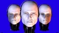 Biomechanoid heads 3D animation turn heads and open eyes intro 4k or 4k+ Resolution