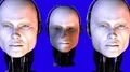 Biomechanoid heads 3D animation turn heads and open eyes intro 4k or 4k+ Resolution