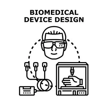 Biomedical device design process and digital engineering Stockillustratie